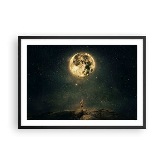 Obraz - Plakat - Jeden taki, co ukradł Księżyc - 70x50cm - Księżyc Gwiazdy Fantazja - Nowoczesny modny obraz Plakat czarna rama ARTTOR ARTTOR