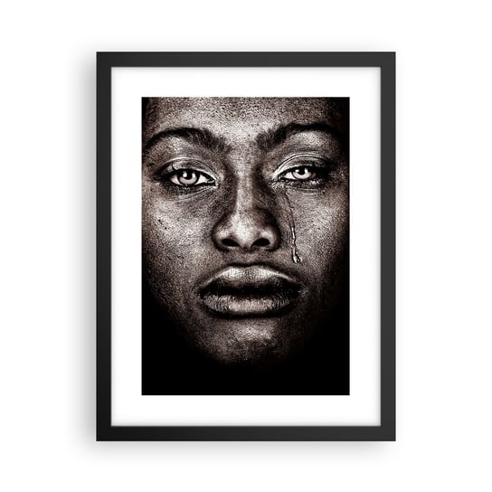 Obraz - Plakat - Jedna łza - 30x40cm - Twarz Kobiety Portret Kobiety Afryka - Foto Plakaty na ścianę w czarnej ramie - Plakat do Salonu Sypialni ARTTOR ARTTOR