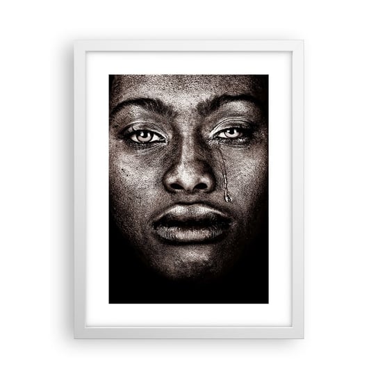 Obraz - Plakat - Jedna łza - 30x40cm - Twarz Kobiety Portret Kobiety Afryka - Foto Plakaty na ścianę w ramie białej - Plakat do Salonu Sypialni ARTTOR ARTTOR