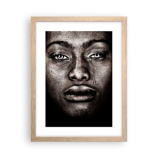 Obraz - Plakat - Jedna łza - 30x40cm - Twarz Kobiety Portret Kobiety Afryka - Foto Plakaty na ścianę w ramie jasny dąb - Plakat do Salonu Sypialni ARTTOR ARTTOR