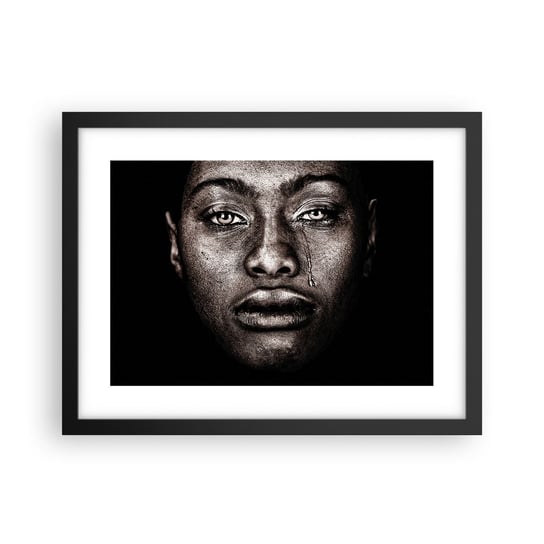Obraz - Plakat - Jedna łza - 40x30cm - Twarz Kobiety Portret Kobiety Afryka - Foto Plakaty na ścianę w czarnej ramie - Plakat do Salonu Sypialni ARTTOR ARTTOR