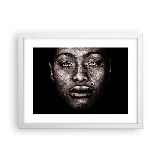 Obraz - Plakat - Jedna łza - 40x30cm - Twarz Kobiety Portret Kobiety Afryka - Foto Plakaty na ścianę w ramie białej - Plakat do Salonu Sypialni ARTTOR ARTTOR