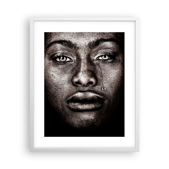 Obraz - Plakat - Jedna łza - 40x50cm - Twarz Kobiety Portret Kobiety Afryka - Foto Plakaty w ramie koloru białego do Salonu Sypialni ARTTOR ARTTOR