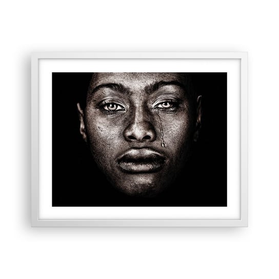 Obraz - Plakat - Jedna łza - 50x40cm - Twarz Kobiety Portret Kobiety Afryka - Foto Plakaty w ramie koloru białego do Salonu Sypialni ARTTOR ARTTOR