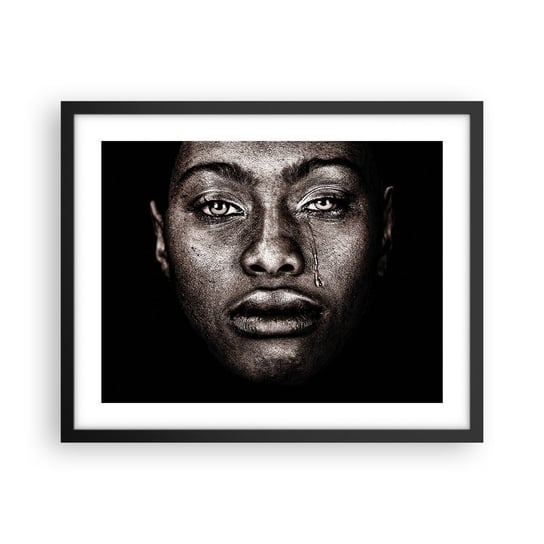 Obraz - Plakat - Jedna łza - 50x40cm - Twarz Kobiety Portret Kobiety Afryka - Foto Plakaty w ramie koloru czarnego do Salonu Sypialni ARTTOR ARTTOR