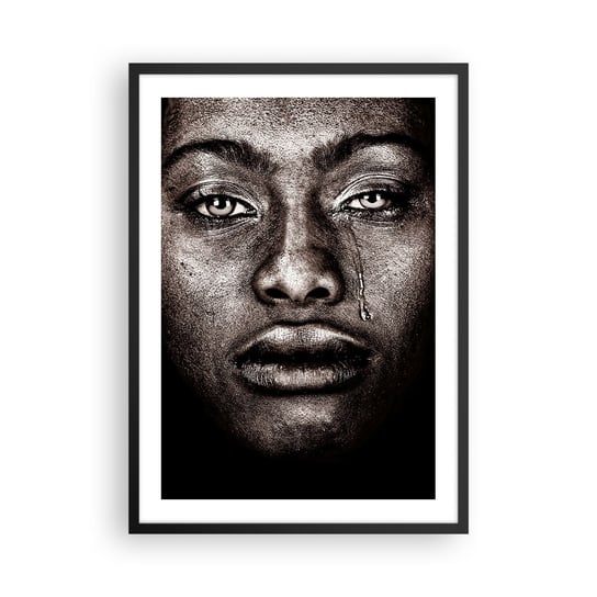 Obraz - Plakat - Jedna łza - 50x70cm - Twarz Kobiety Portret Kobiety Afryka - Nowoczesny modny obraz Plakat czarna rama ARTTOR ARTTOR