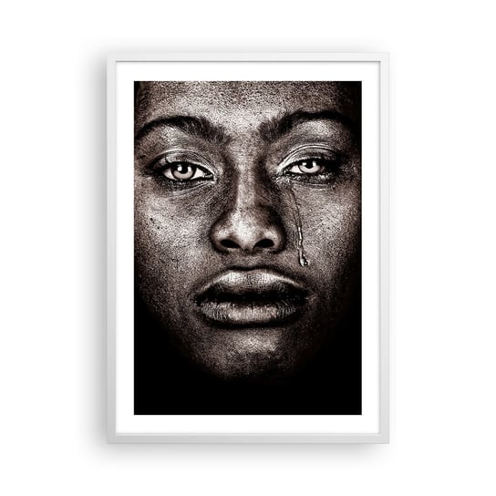 Obraz - Plakat - Jedna łza - 50x70cm - Twarz Kobiety Portret Kobiety Afryka - Nowoczesny modny obraz Plakat rama biała ARTTOR ARTTOR