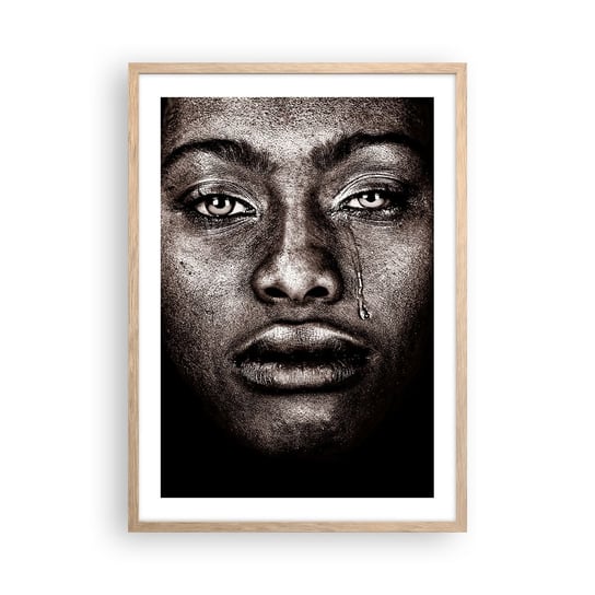 Obraz - Plakat - Jedna łza - 50x70cm - Twarz Kobiety Portret Kobiety Afryka - Nowoczesny modny obraz Plakat rama jasny dąb ARTTOR ARTTOR