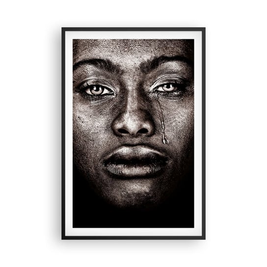 Obraz - Plakat - Jedna łza - 61x91cm - Twarz Kobiety Portret Kobiety Afryka - Foto Plakaty na ścianę w czarnej ramie - Plakat do Salonu Sypialni ARTTOR ARTTOR