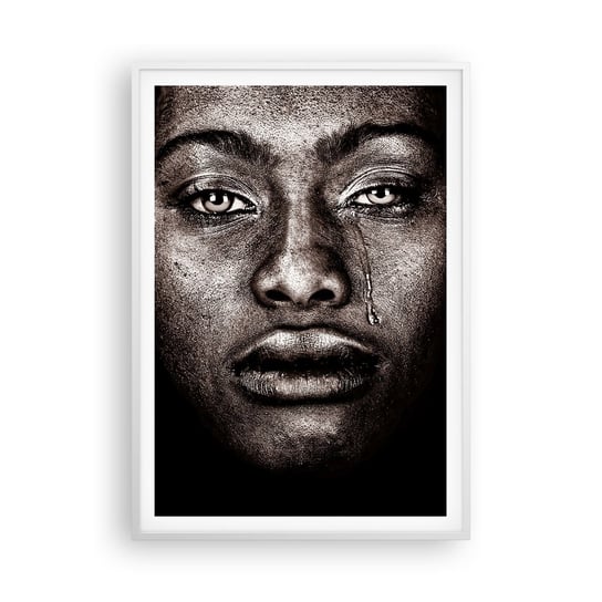 Obraz - Plakat - Jedna łza - 70x100cm - Twarz Kobiety Portret Kobiety Afryka - Foto Plakaty w ramie koloru białego do Salonu Sypialni ARTTOR ARTTOR