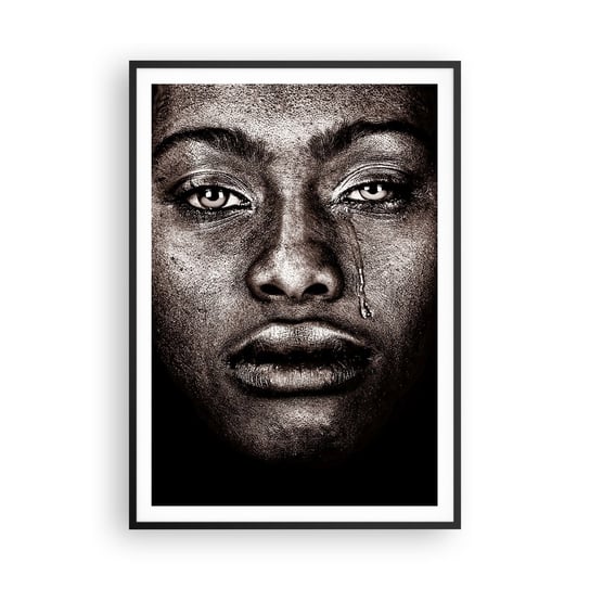 Obraz - Plakat - Jedna łza - 70x100cm - Twarz Kobiety Portret Kobiety Afryka - Foto Plakaty w ramie koloru czarnego do Salonu Sypialni ARTTOR ARTTOR