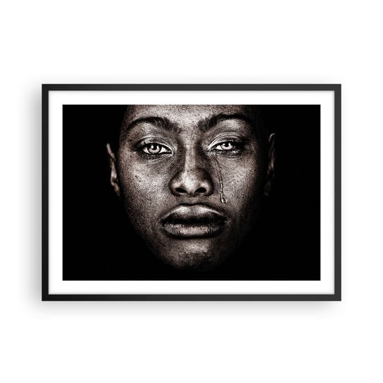 Obraz - Plakat - Jedna łza - 70x50cm - Twarz Kobiety Portret Kobiety Afryka - Nowoczesny modny obraz Plakat czarna rama ARTTOR ARTTOR