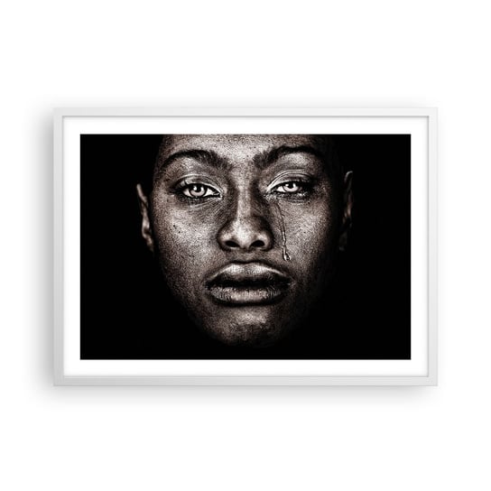 Obraz - Plakat - Jedna łza - 70x50cm - Twarz Kobiety Portret Kobiety Afryka - Nowoczesny modny obraz Plakat rama biała ARTTOR ARTTOR