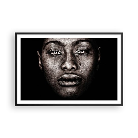Obraz - Plakat - Jedna łza - 91x61cm - Twarz Kobiety Portret Kobiety Afryka - Foto Plakaty na ścianę w czarnej ramie - Plakat do Salonu Sypialni ARTTOR ARTTOR