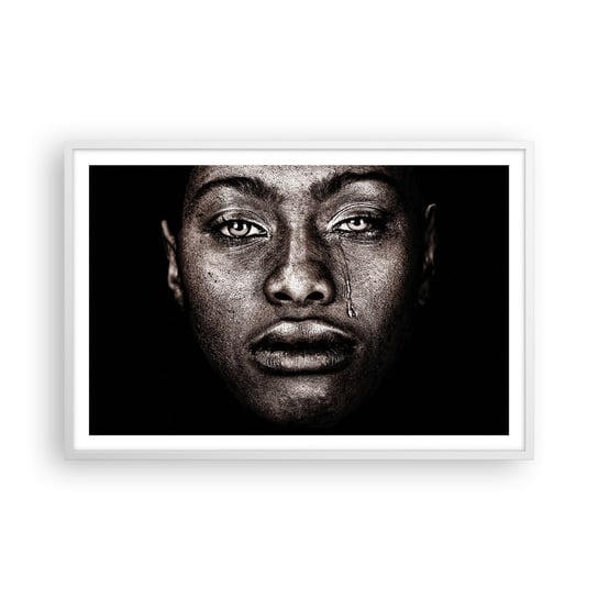 Obraz - Plakat - Jedna łza - 91x61cm - Twarz Kobiety Portret Kobiety Afryka - Foto Plakaty na ścianę w ramie białej - Plakat do Salonu Sypialni ARTTOR ARTTOR