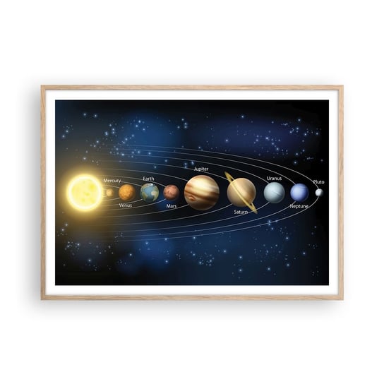 Obraz - Plakat - Jedna z dziesięciu - 100x70cm - Kosmos Galaktyka Układ Słoneczny - Foto Plakaty w ramie koloru jasny dąb do Salonu Sypialni ARTTOR ARTTOR