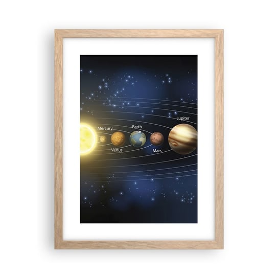 Obraz - Plakat - Jedna z dziesięciu - 30x40cm - Kosmos Galaktyka Układ Słoneczny - Foto Plakaty na ścianę w ramie jasny dąb - Plakat do Salonu Sypialni ARTTOR ARTTOR