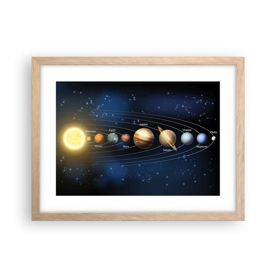 Obraz - Plakat - Jedna z dziesięciu - 40x30cm - Kosmos Galaktyka Układ Słoneczny - Foto Plakaty na ścianę w ramie jasny dąb - Plakat do Salonu Sypialni ARTTOR ARTTOR
