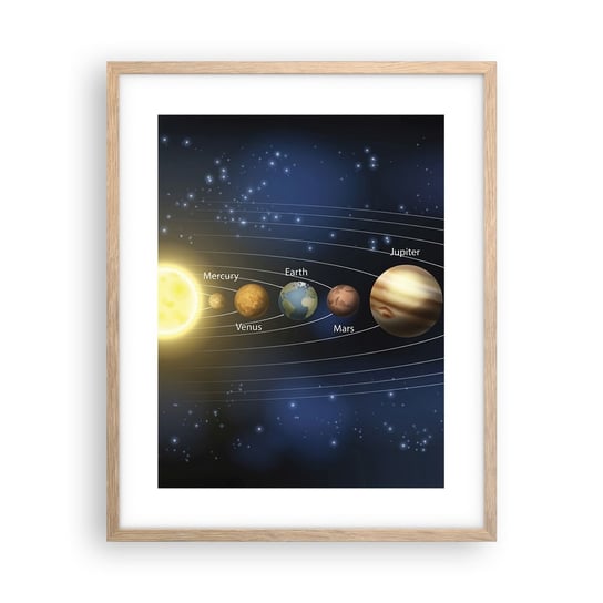 Obraz - Plakat - Jedna z dziesięciu - 40x50cm - Kosmos Galaktyka Układ Słoneczny - Foto Plakaty w ramie koloru jasny dąb do Salonu Sypialni ARTTOR ARTTOR