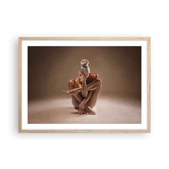 Obraz - Plakat - Jedność ciała i ducha - 70x50cm - Ciało Kobieta Modelka - Nowoczesny modny obraz Plakat rama jasny dąb ARTTOR ARTTOR