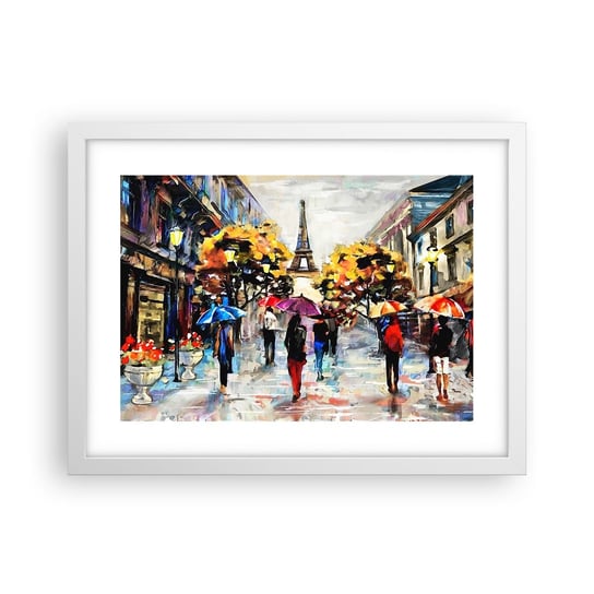 Obraz - Plakat - Jesienią szczególnie piękny - 40x30cm - Miasto Paryż Wieża Eiffla - Foto Plakaty na ścianę w ramie białej - Plakat do Salonu Sypialni ARTTOR ARTTOR