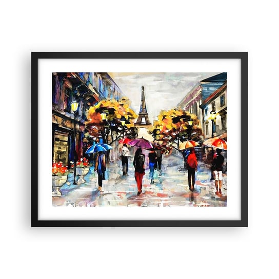 Obraz - Plakat - Jesienią szczególnie piękny - 50x40cm - Miasto Paryż Wieża Eiffla - Foto Plakaty w ramie koloru czarnego do Salonu Sypialni ARTTOR ARTTOR