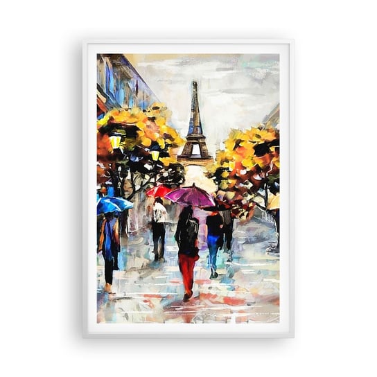 Obraz - Plakat - Jesienią szczególnie piękny - 70x100cm - Miasto Paryż Wieża Eiffla - Foto Plakaty w ramie koloru białego do Salonu Sypialni ARTTOR ARTTOR