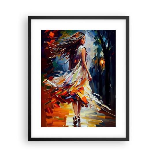 Obraz - Plakat - Jesienna dziewczyna - 40x50cm - Kobieta Sukienka Artystyczny - Foto Plakaty w ramie koloru czarnego do Salonu Sypialni ARTTOR ARTTOR