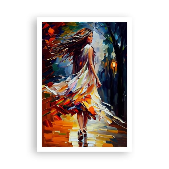 Obraz - Plakat - Jesienna dziewczyna - 70x100cm - Kobieta Sukienka Artystyczny - Foto Plakaty bez ramy na ścianę do Salonu Sypialni ARTTOR ARTTOR