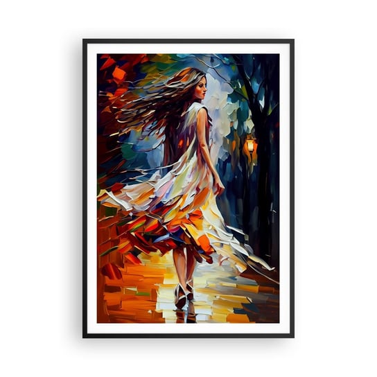 Obraz - Plakat - Jesienna dziewczyna - 70x100cm - Kobieta Sukienka Artystyczny - Foto Plakaty w ramie koloru czarnego do Salonu Sypialni ARTTOR ARTTOR