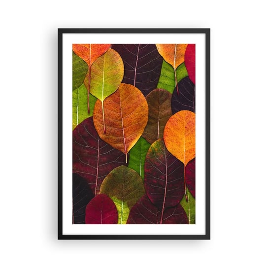 Obraz - Plakat - Jesienna mozaika - 50x70cm - Grafika Kolorowe Liście Sztuka - Nowoczesny modny obraz Plakat czarna rama ARTTOR ARTTOR