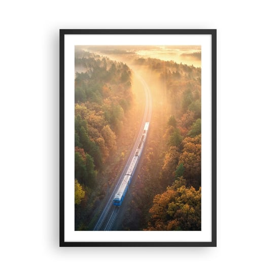 Obraz - Plakat - Jesienna podróż - 50x70cm - Transport Kolejowy Krajobraz Górski Pociąg Pasażerski - Nowoczesny modny obraz Plakat czarna rama ARTTOR ARTTOR