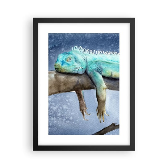 Obraz - Plakat - Jest dobrze! - 30x40cm - Kameleon Zwierzę Lenistwo - Foto Plakaty na ścianę w czarnej ramie - Plakat do Salonu Sypialni ARTTOR ARTTOR