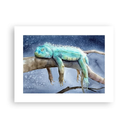 Obraz - Plakat - Jest dobrze! - 40x30cm - Kameleon Zwierzę Lenistwo - Foto Plakaty na ścianę bez ramy - Plakat do Salonu Sypialni ARTTOR ARTTOR