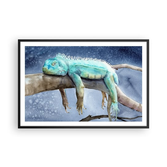 Obraz - Plakat - Jest dobrze! - 91x61cm - Kameleon Zwierzę Lenistwo - Foto Plakaty na ścianę w czarnej ramie - Plakat do Salonu Sypialni ARTTOR ARTTOR