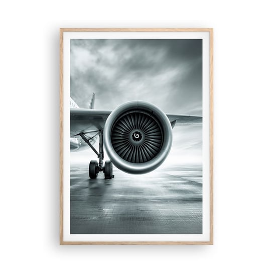 Obraz - Plakat - Jest moc! - 70x100cm - Samolot Podróż Biznes - Foto Plakaty w ramie koloru jasny dąb do Salonu Sypialni ARTTOR ARTTOR