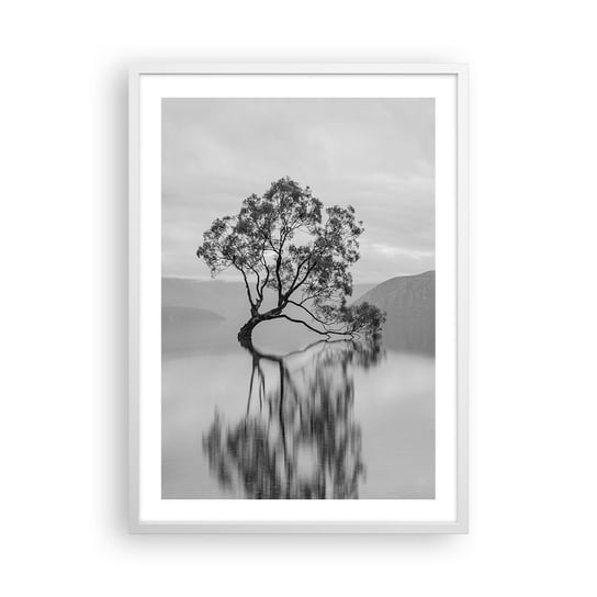 Obraz - Plakat - Jest taki kraj - 50x70cm - Krajobraz Jezioro Drzewo - Nowoczesny modny obraz Plakat rama biała ARTTOR ARTTOR