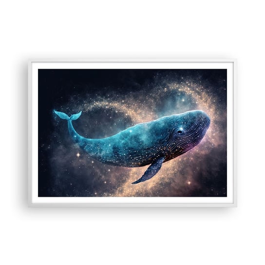Obraz - Plakat - Jest taki świat… - 100x70cm - Wieloryb Magiczny Fantastyczny - Foto Plakaty w ramie koloru białego do Salonu Sypialni ARTTOR ARTTOR