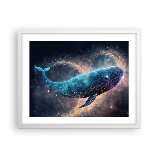 Obraz - Plakat - Jest taki świat… - 50x40cm - Wieloryb Magiczny Fantastyczny - Foto Plakaty w ramie koloru białego do Salonu Sypialni ARTTOR ARTTOR