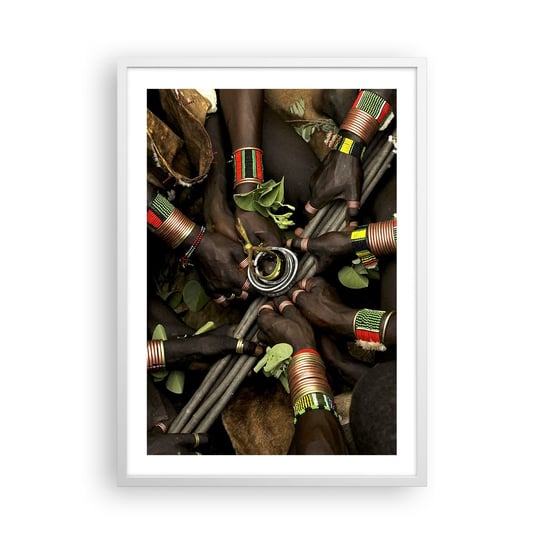 Obraz - Plakat - Jesteśmy razem - 50x70cm - Afryka Rytuał Plemięnny Kenia - Nowoczesny modny obraz Plakat rama biała ARTTOR ARTTOR