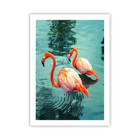 Obraz - Plakat - Jesteśmy teraz w modzie - 50x70cm - Flamingi Ptaki Natura - Nowoczesny modny obraz Plakat bez ramy do Salonu Sypialni ARTTOR ARTTOR