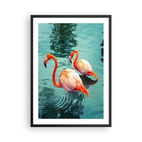 Obraz - Plakat - Jesteśmy teraz w modzie - 50x70cm - Flamingi Ptaki Natura - Nowoczesny modny obraz Plakat czarna rama ARTTOR ARTTOR