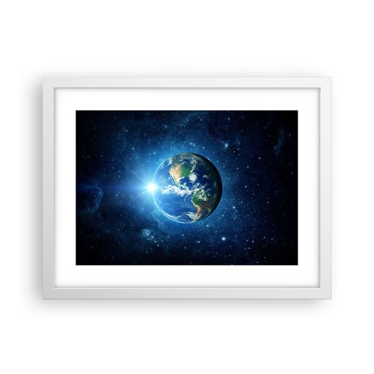 Obraz - Plakat - Jesteśmy w niebie - 40x30cm - Kosmos Planet Ziemia Kula Ziemska - Foto Plakaty na ścianę w ramie białej - Plakat do Salonu Sypialni ARTTOR ARTTOR