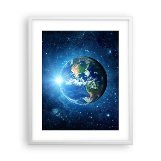 Obraz - Plakat - Jesteśmy w niebie - 40x50cm - Kosmos Planet Ziemia Kula Ziemska - Foto Plakaty w ramie koloru białego do Salonu Sypialni ARTTOR ARTTOR