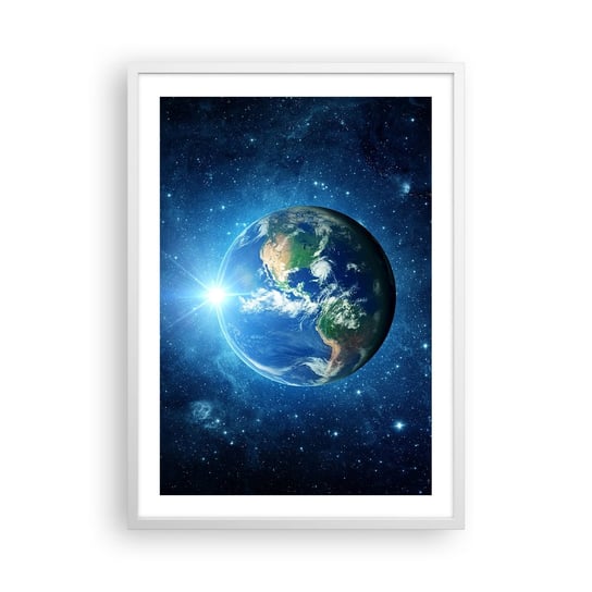 Obraz - Plakat - Jesteśmy w niebie - 50x70cm - Kosmos Planet Ziemia Kula Ziemska - Nowoczesny modny obraz Plakat rama biała ARTTOR ARTTOR