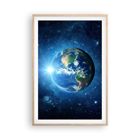 Obraz - Plakat - Jesteśmy w niebie - 61x91cm - Kosmos Planet Ziemia Kula Ziemska - Foto Plakaty na ścianę w ramie jasny dąb - Plakat do Salonu Sypialni ARTTOR ARTTOR