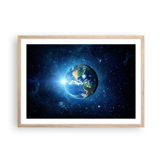 Obraz - Plakat - Jesteśmy w niebie - 70x50cm - Kosmos Planet Ziemia Kula Ziemska - Nowoczesny modny obraz Plakat rama jasny dąb ARTTOR ARTTOR