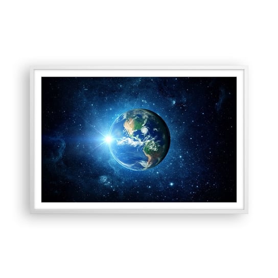 Obraz - Plakat - Jesteśmy w niebie - 91x61cm - Kosmos Planet Ziemia Kula Ziemska - Foto Plakaty na ścianę w ramie białej - Plakat do Salonu Sypialni ARTTOR ARTTOR