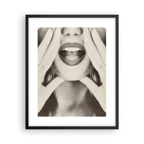 Obraz - Plakat - Już idę! - 40x50cm - Kobieta Krzyk Usta Kobiety - Foto Plakaty w ramie koloru czarnego do Salonu Sypialni ARTTOR ARTTOR