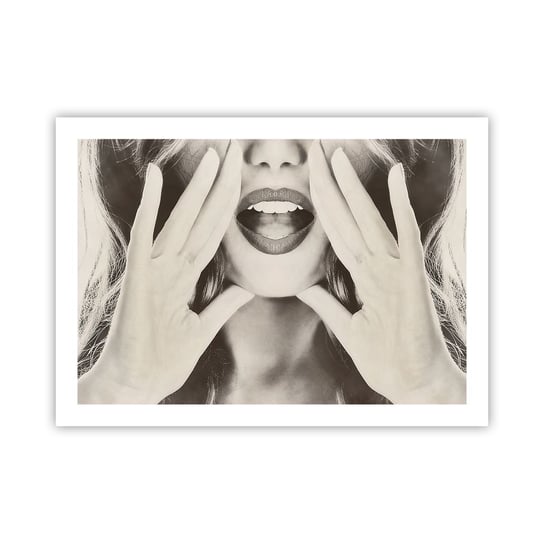 Obraz - Plakat - Już idę! - 70x50cm - Kobieta Krzyk Usta Kobiety - Nowoczesny modny obraz Plakat bez ramy do Salonu Sypialni ARTTOR ARTTOR